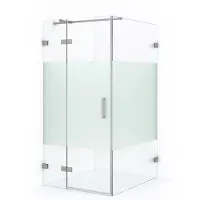 Maxaro Diamond Douchecabine | 120x90 cm Rvs Helder met matte strook Draaideur Rechthoek