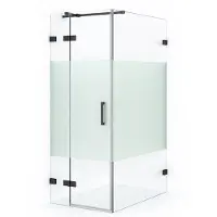 Maxaro Diamond Douchecabine | 110x80 cm Zwart chroom Helder met matte strook Draaideur Rechthoek