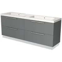Maxaro Modulo Badkamermeubel met wastafel | 180 cm Middengrijs Vlak front Mineraalmarmer 4 lades