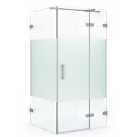 Maxaro Diamond Douchecabine | 100x80 cm Rvs Helder met matte strook Draaideur Rechthoek