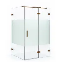 Maxaro Diamond Douchecabine | 120x110 cm Koper Helder met matte strook Draaideur Rechthoek