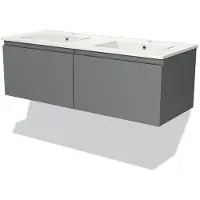 Maxaro Modulo Badkamermeubel met wastafel | 120 cm Middengrijs Greeploos front Keramiek 2 lades naast elkaar