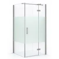 Maxaro Diamond Douchecabine | 100x80 cm Rvs Helder met matte strook Draaideur Rechthoek