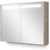 Maxaro Spiegelkast Met Verlichting Modulo 100x70cm Lichtgrijs Eiken