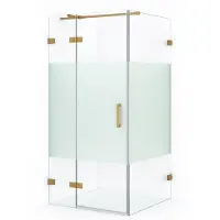 Maxaro Diamond Douchecabine | 100x80 cm Goud Helder met matte strook Draaideur Rechthoek