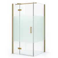 Maxaro Diamond Douchecabine | 100x90 cm Goud Helder met matte strook Draaideur Rechthoek