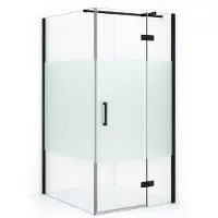 Maxaro Diamond Douchecabine | 110x90 cm Mat zwart Helder met matte strook Draaideur Rechthoek