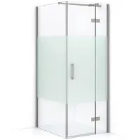 Maxaro Diamond Douchecabine | 90x80 cm Rvs Helder met matte strook Draaideur Rechthoek