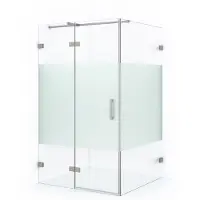 Maxaro Diamond Douchecabine | 110x80 cm Rvs Helder met matte strook Draaideur Rechthoek