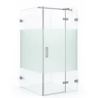 Maxaro Diamond Douchecabine | 110x90 cm Rvs Helder met matte strook Draaideur Rechthoek