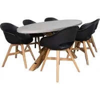 BUITEN living Livorno/Karlstad zwart dining tuinset | 6 personen | betonlook + kunststof | 240cm - ovale tuintafel