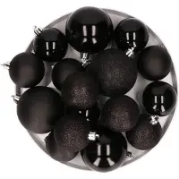 Cosy & Trendy Kerstversiering set kerstballen zwart 6 - 8 cm - pakket van 48x stuks - Kerstbal