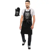 Kariban Awesome 85 year - 85 jaar cadeau - keukenschort - BBQ schort - verjaardag - zwart - met ovenwant