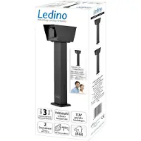 Ledino Connect L2 contactdooszuil met 2 contactdozen, zwart, zwart, Roestvrij staal
