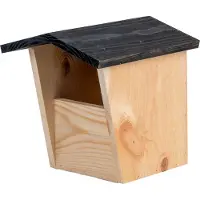 Esschert Design Vogelhuisje Halfhol Zwart Dak- Nestkastje - - Houtkleur - NK105