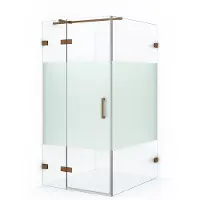 Maxaro Diamond Douchecabine | 120x90 cm Koper Helder met matte strook Draaideur Rechthoek
