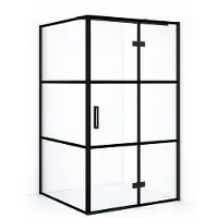 Maxaro Diamond Douchecabine | 120x100 cm Mat zwart Helder met 4 zwarte strepen Draaideur Rechthoek
