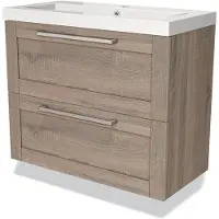 Maxaro Modulo Slim Badkamermeubel met wastafel | 80 cm Eiken Kader front Mineraalmarmer 2 lades onder elkaar