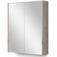 Maxaro Spiegelkast Met Verlichting Modulo 60x70cm Lichtgrijs Eiken Badkamer Spiegelkast | Spiegelkast Badkamer | Spiegelkast met Verlichting