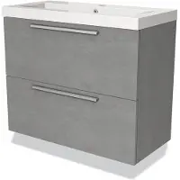 Maxaro Modulo Slim Badkamermeubel met wastafel | 80 cm Lichtgrijs beton Vlak front Mineraalmarmer 2 lades onder elkaar