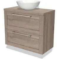 Maxaro Modulo Plato Slim Badkamermeubel voor waskom | 80 cm Eiken Kader front Eiken blad 2 lades onder elkaar