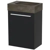 Maxaro Modulo Pico Toiletmeubel met wastafel | 40 cm Mat zwart Vlak front Natuursteen