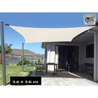 Shall Schaduwdoek crème kleur 3.6 x 3.6 meter vierkant