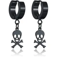 LGT JWLS Mannen oorringen zwart van edelstaal met een skull