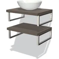 Maxaro Modulo Plato Badkamermeubel voor waskom | 60 cm Donkerbruin eiken front Donkerbruin eiken blad 2 wastafelbladen - Wastafelmeubels -