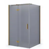 Maxaro Diamond Douchecabine | 110x90 cm Goud Rookglas Draaideur Rechthoek