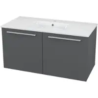 Maxaro Box Badkamermeubel met wastafel | 100 cm Grijs front Keramiek 2 deuren