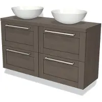 Maxaro Modulo Plato Slim Badkamermeubel voor waskom | 120 cm Donkerbruin eiken Kader front Donkerbruin eiken blad 4 lades
