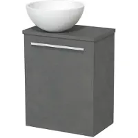 Maxaro Toiletmeubel met waskom | 41 cm Donkergrijs beton Vlak front Mat wit Solid surface waskom Donkergrijs beton blad