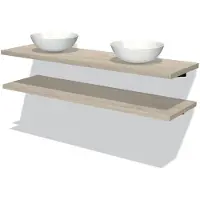 Maxaro Modulo Plato Badkamermeubel voor waskom | 160 cm Lichtgrijs eiken front Lichtgrijs eiken blad 2 wastafelbladen