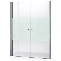 Maxaro Zircon Comfort Douchedeur | 155 cm Chroom Helder met matte strook Pendeldeur