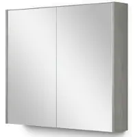 Maxaro Spiegelkast Met Verlichting Modulo 80x70cm Grijs Eiken Badkamer Spiegelkast | Spiegelkast Badkamer | Spiegelkast met Verlichting