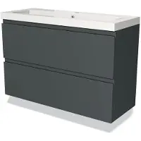 Maxaro Modulo Slim Badkamermeubel met wastafel | 100 cm Donkergrijs Greeploos front Mineraalmarmer 2 lades onder elkaar