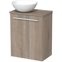 Maxaro Toiletmeubel met waskom | 41 cm Mat zwart Vlak front Mat wit Keramiek waskom Eiken blad