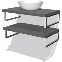 Maxaro Modulo Plato Badkamermeubel voor waskom | 80 cm Donkergrijs beton front Donkergrijs beton blad 2 wastafelbladen