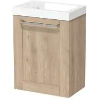 Maxaro Modulo Pico Toiletmeubel met wastafel | 40 cm Lichtbruin eiken Kader front Mineraalmarmer