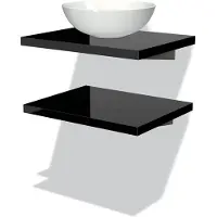 Maxaro Modulo Plato Badkamermeubel voor waskom | 60 cm Hoogglans zwart front Hoogglans zwart blad 2 wastafelbladen - Wastafelmeubels -