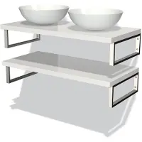 Maxaro Modulo Plato Badkamermeubel voor waskom | 100 cm Hoogglans wit front Hoogglans wit blad 2 wastafelbladen