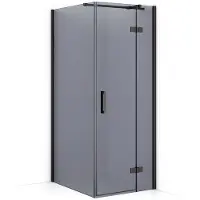 Maxaro Diamond Douchecabine | 90x80 cm Zwart metaal Rookglas Draaideur Rechthoek