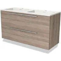 Maxaro Modulo Badkamermeubel met wastafel | 120 cm Eiken Vlak front Solid surface 2 lades onder elkaar