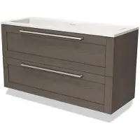 Maxaro Modulo Badkamermeubel met wastafel | 120 cm Donkerbruin eiken Kader front Solid surface 2 lades onder elkaar