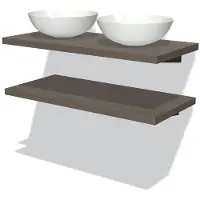 Maxaro Modulo Plato Badkamermeubel voor waskom | 100 cm Donkerbruin eiken front Donkerbruin eiken blad 2 wastafelbladen