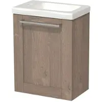 Maxaro Modulo Pico Toiletmeubel met wastafel | 40 cm Middenbruin eiken Kader front Keramiek