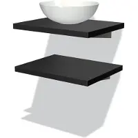 Maxaro Modulo Plato Badkamermeubel voor waskom | 60 cm Mat zwart front Mat zwart blad 2 wastafelbladen - Wastafelmeubels -