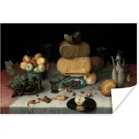 PosterMonkey Poster Stilleven met kazen - Kunstwerk - Oude meesters - 120x80 cm