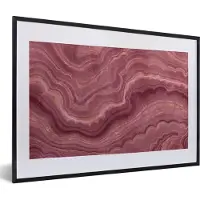 PosterMonkey Fotolijst incl. Poster - Roze - Geode - Stenen - Agaat - 60x40 cm - Posterlijst